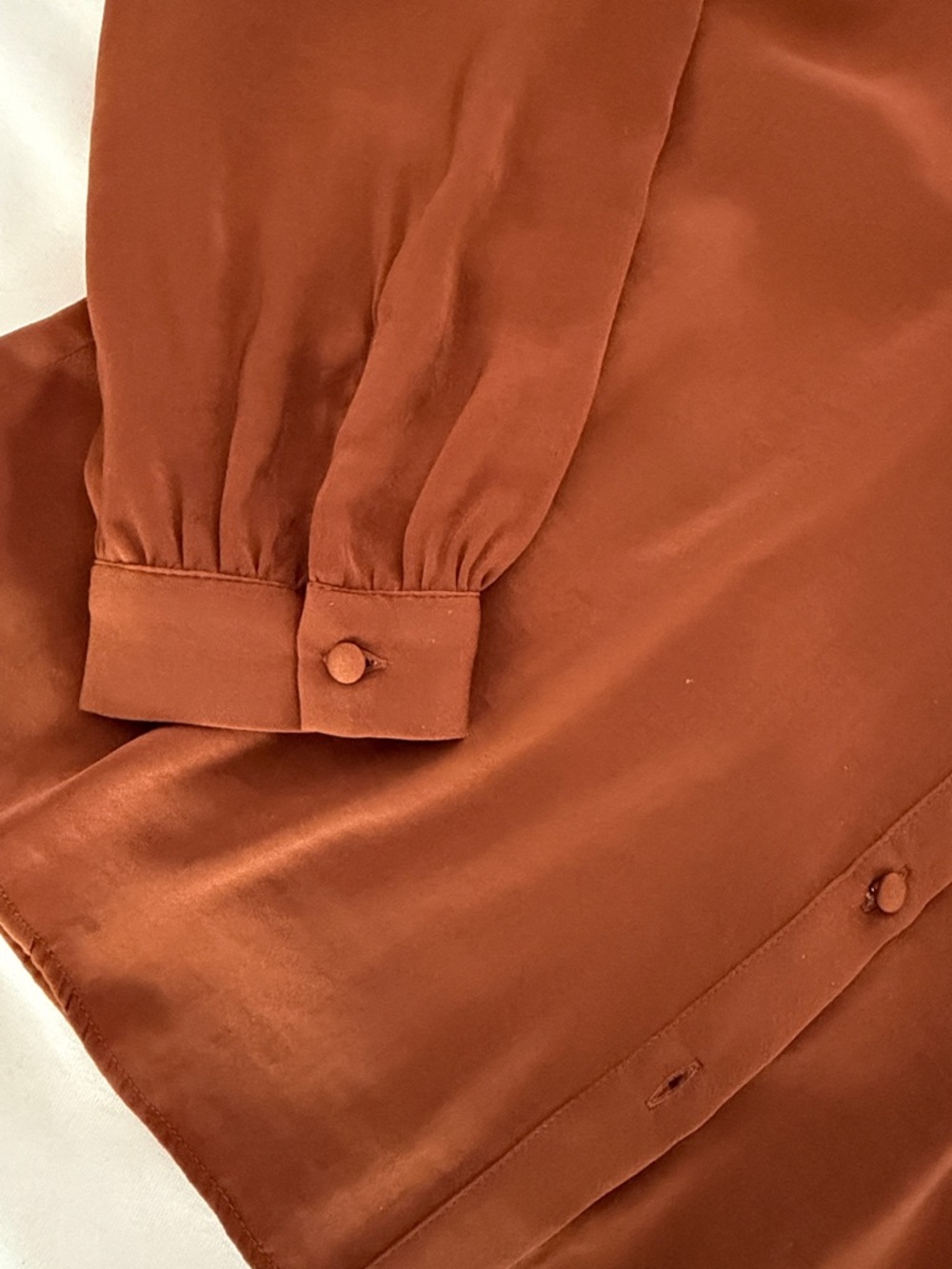 Banana Republic Rust Ruffle Neck Button-Front Blouse - Picture 3 of 5